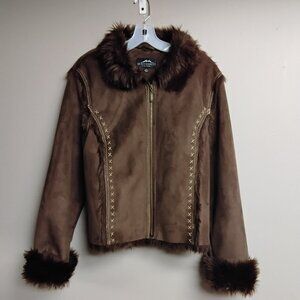 Montanaco Women's Faux Suede and Fur Coat Size L #542